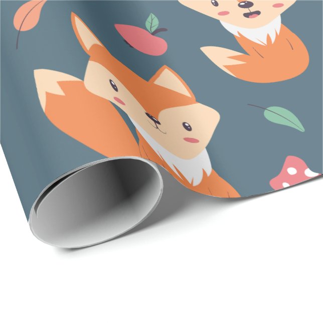 Niedliches Orange Fox Tiermuster Geschenkpapier (Rolleneckpunkt)