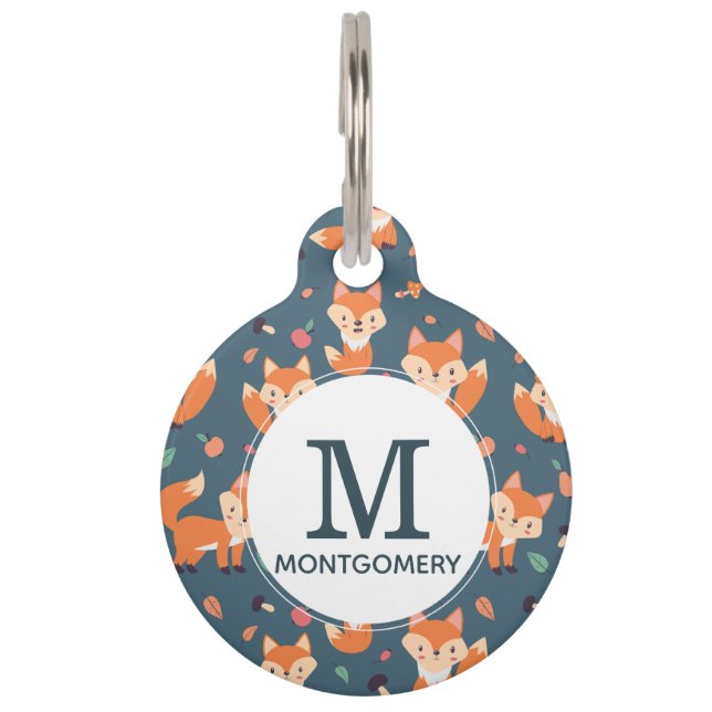 Niedliches Orange Fox Tiermuster Haustiermarke (Vorderseite)
