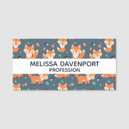 Niedliches Orange Fox Tiermuster Namensschild