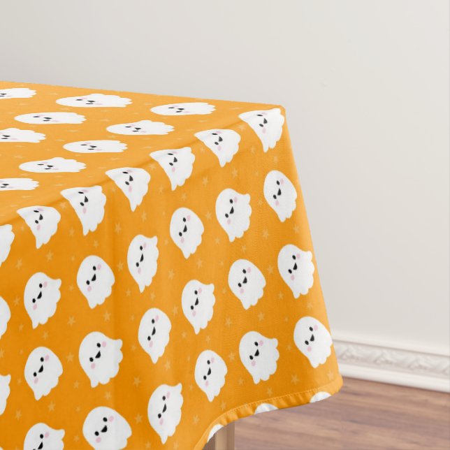 Niedliches Orange-Ghost-Muster - Halloween-Design Tischdecke (Beispiel)