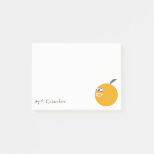 Niedliches Orange mit Sonnenbrille Fruchtkids hand Post-it Klebezettel