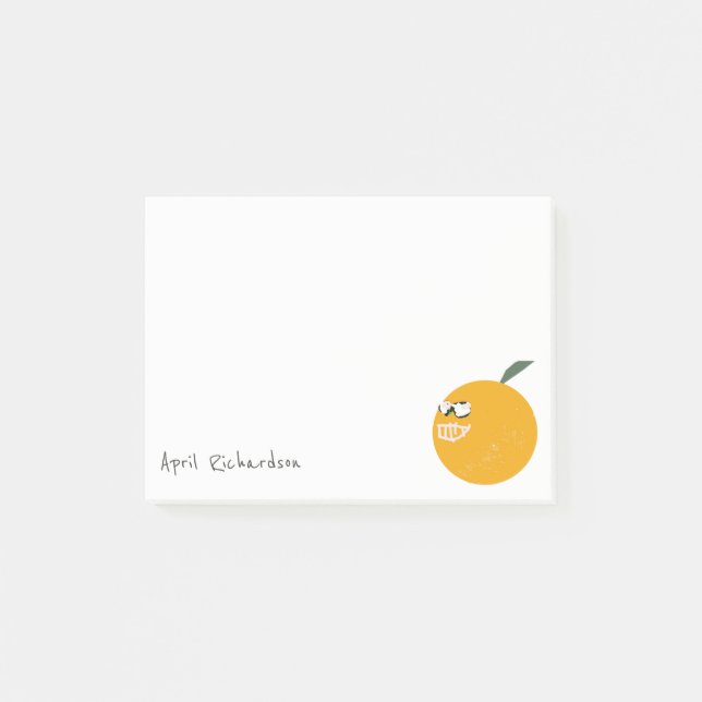 Niedliches Orange mit Sonnenbrille Fruchtkids hand Post-it Klebezettel (Vorderseite)