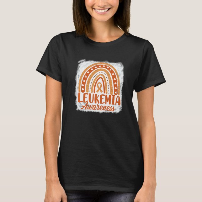 Niedliches Orange Ribbon Regenbogen Bleiche Leukäm T-Shirt (Vorderseite)