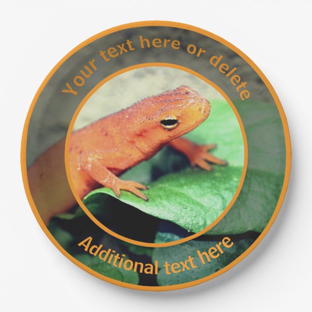 Niedliches Orange Salamander Natur Personalisierte Pappteller (Vorderseite)