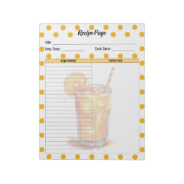 Niedliches Orange-Sherbet-Rezept Notizblock