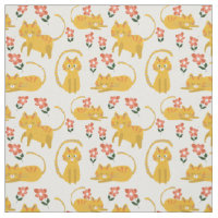 Niedliches Orange Tabby Cat Floral Repetiermuster