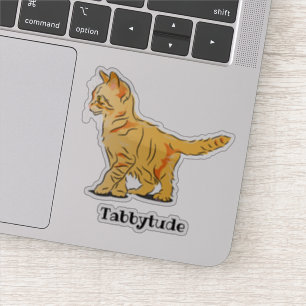 Niedliches orange Tabby-Kätzchen mit Aufkleber
