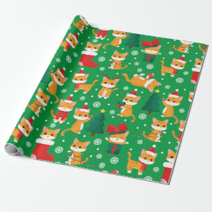 Niedliches Orange Tabby - Weihnachtswaschpapier Geschenkpapier
