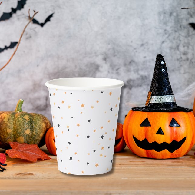 Niedliches Orange- und Black-Star-Muster Halloween Pappbecher (Von Creator hochgeladen)