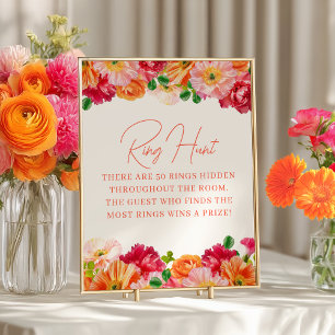 Niedliches Orange- und Hellrosa Blumenring-Jagdspi Poster