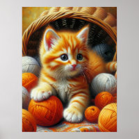 Niedliches Orange- und White Kitten-Spiel im Garn