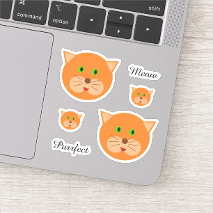 Niedliches Orangefarbenes Gesicht und Text Aufkleber