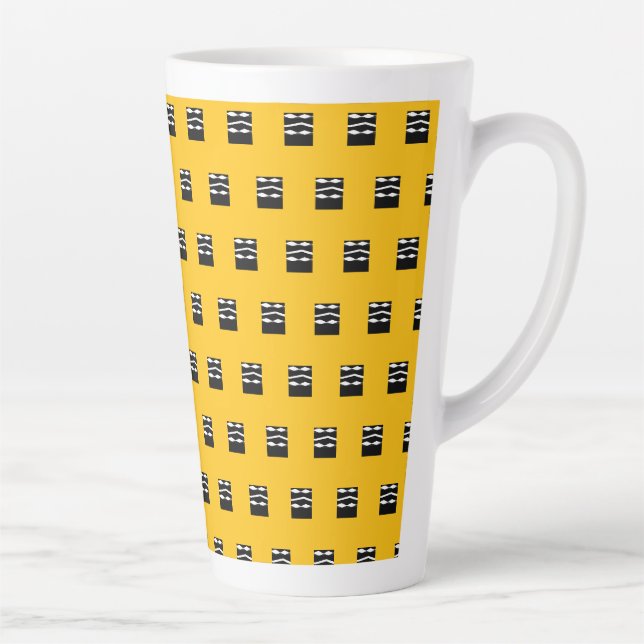 Niedliches Orangefarbenes, Schwarz-Weiß-Muster Milchtasse (Rechts)
