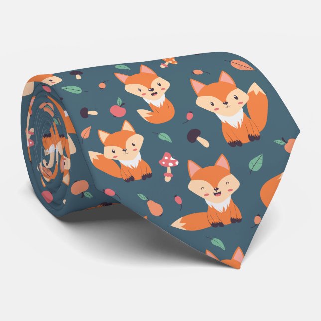 Niedliches Orangenfuchs-Tiermuster Krawatte (Gerollt)