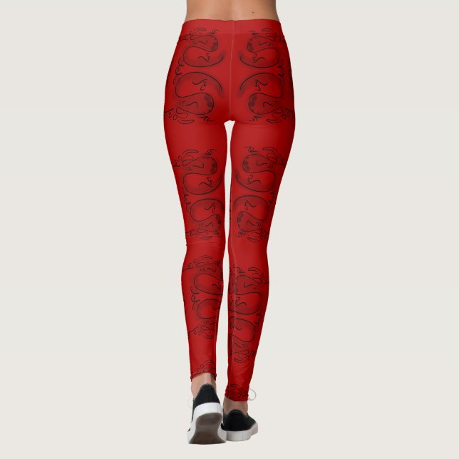 Niedliches Original Zeichnend Drache Chinesisch Ne Leggings (Rückseite)