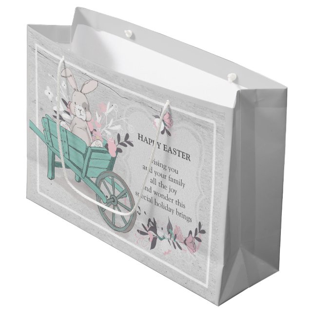 Niedliches Osterdesign Große Geschenktüte (Vorderseite Schrägansicht)