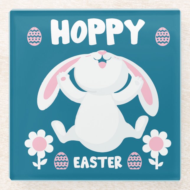 Niedliches Osterferien-Rabbit Glasuntersetzer (Vorderseite)