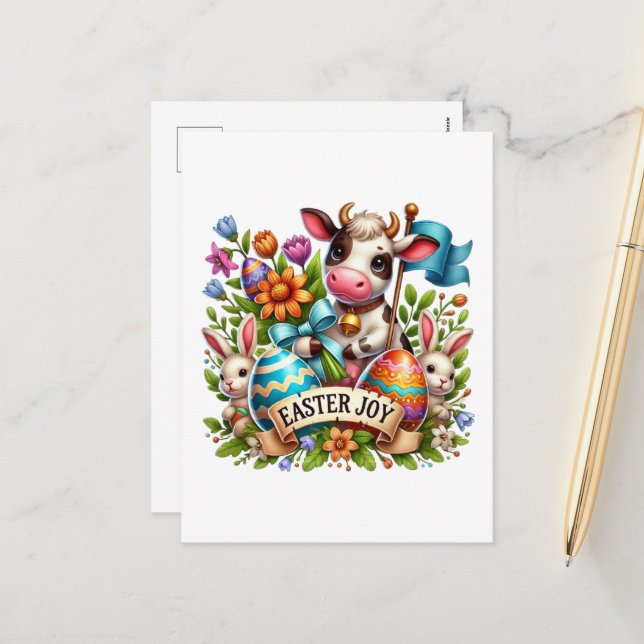 Niedliches Osterfreundentier Feiertagspostkarte (Vorderseite/Rückseite Beispiel)