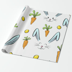 Niedliches Osterhasen-Ei-Karottenmuster-Geschenk Geschenkpapier