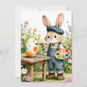Niedliches Osterhasen-Mal-Ei-Whimsical-Flat Karte