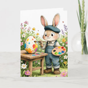Niedliches Osterhasen-Mal-Ei-Whimsical-Ostern Karte