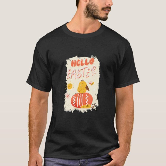 Niedliches Osterhühnchen mit Ostereier Hallo Oster T-Shirt (Vorderseite)