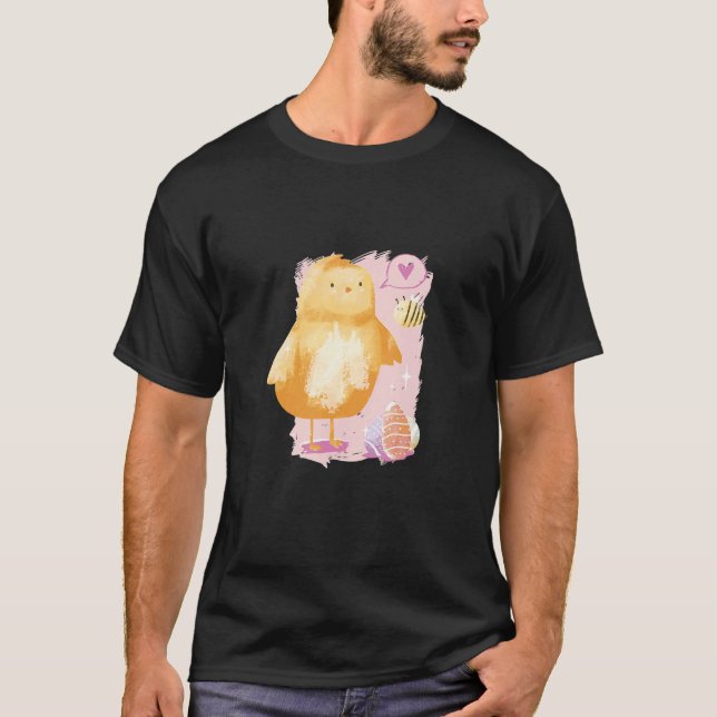 Niedliches Osterhühnchen mit Ostereier Happy Oaste T-Shirt (Vorderseite)