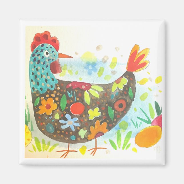 Niedliches Osterhühnchen und Ei Magnet (Vorne)