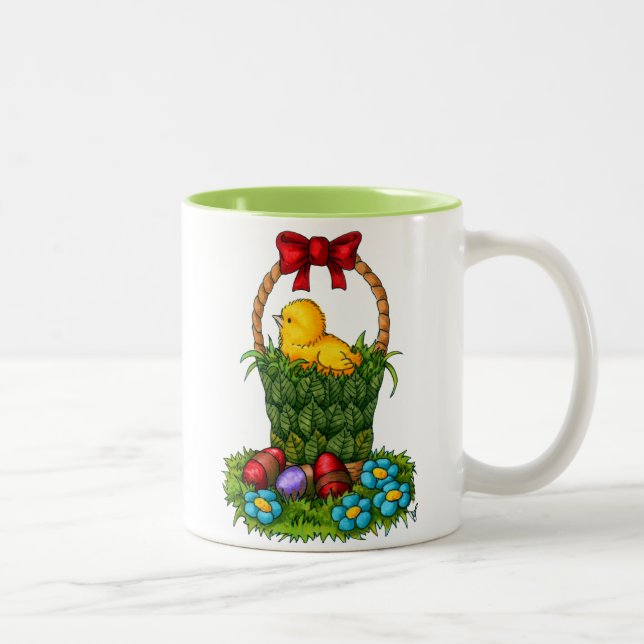 Niedliches Osterhühnchen Zweifarbige Tasse (Rechts)