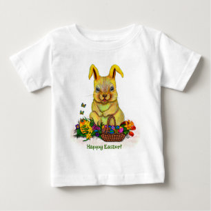 Niedliches Osterkaninchen mit Eiern und Blume Baby T-shirt
