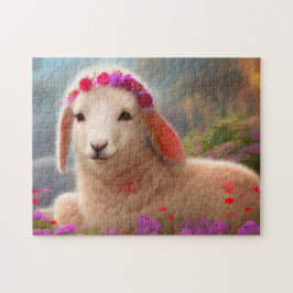 Niedliches Osterlamm mit Blume -