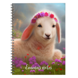 Niedliches Osterlamm mit Blume - Notizblock