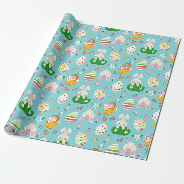 Niedliches Ostermuster Geschenkpapier (Ungerollt)