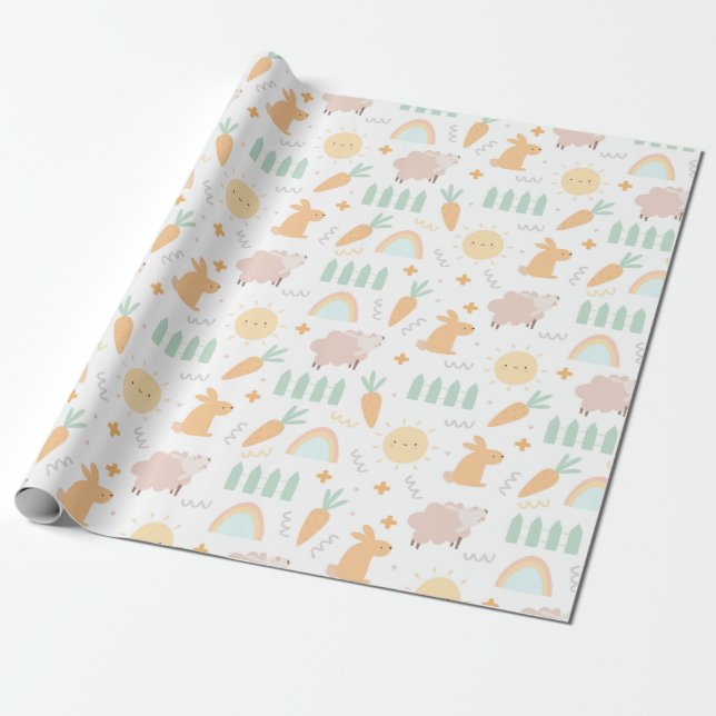 Niedliches Ostermuster Geschenkpapier (Ungerollt)