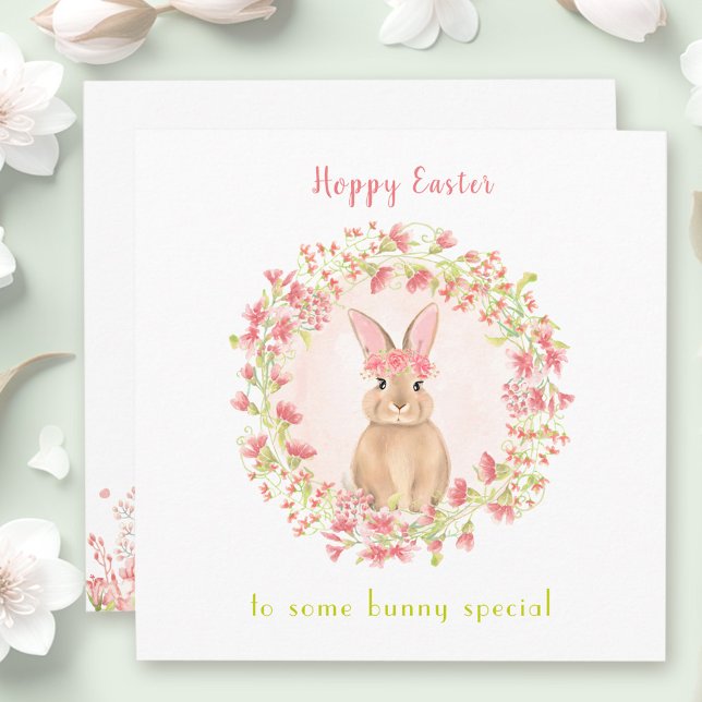 Niedliches Ostern Girl Bunny Floral Ostern Karte (Cute First Easter Girl Bunny Floral Easter Card)