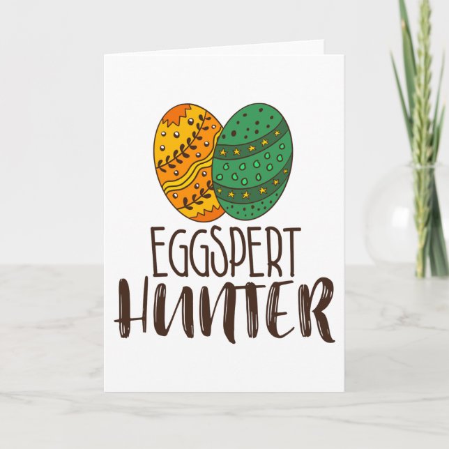 Niedliches Osterpuppe Eggspert Jäger Sprichwort Karte (Vorderseite)