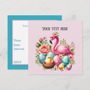 Niedliches Osterstrand Rosa Flamingo Party Einladung