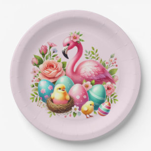 Niedliches Osterstrand Rosa Flamingo Party Pappteller