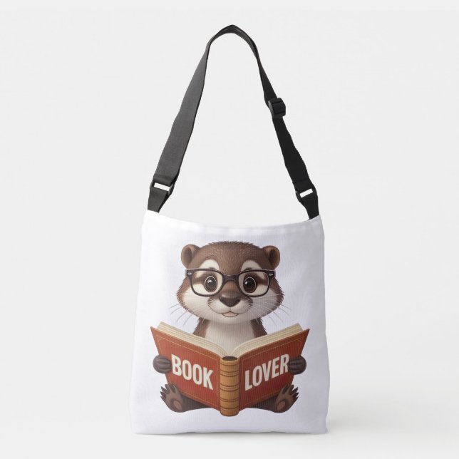 Niedliches Otter Book Lover Tragetaschen Mit Langen Trägern (Vorderseite)
