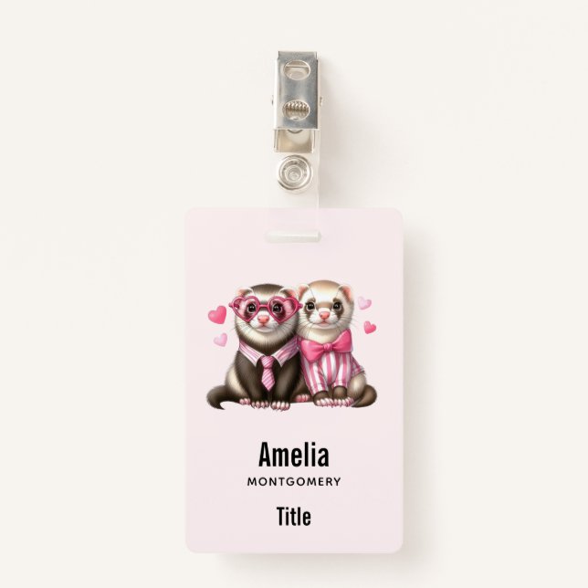 Niedliches Otter Couple in Liebe Ausweis (Vorderseite mit Klammer)