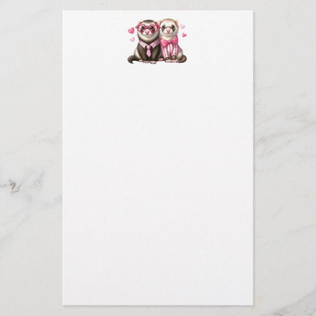 Niedliches Otter Couple in Liebe Briefpapier (Vorderseite)