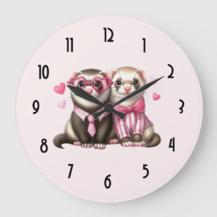 Niedliches Otter Couple in Liebe Große Wanduhr