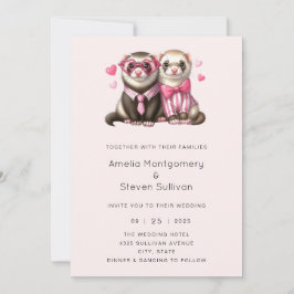 Niedliches Otter Couple in Liebe Hochzeit Einladung