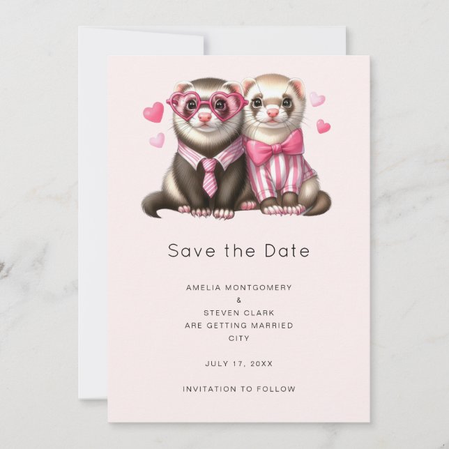 Niedliches Otter Couple in Liebe Hochzeit Save The Date (Vorderseite)