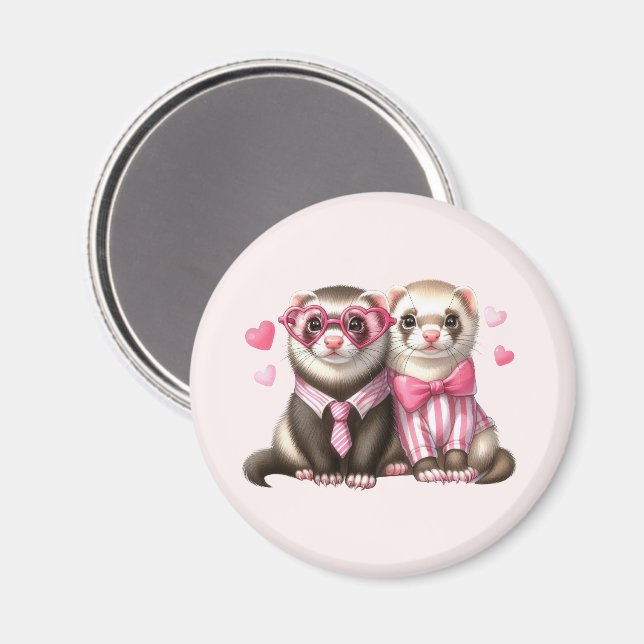 Niedliches Otter Couple in Liebe Magnet (Vorderseite/Rückseite)