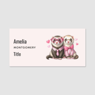 Niedliches Otter Couple in Liebe Namensschild