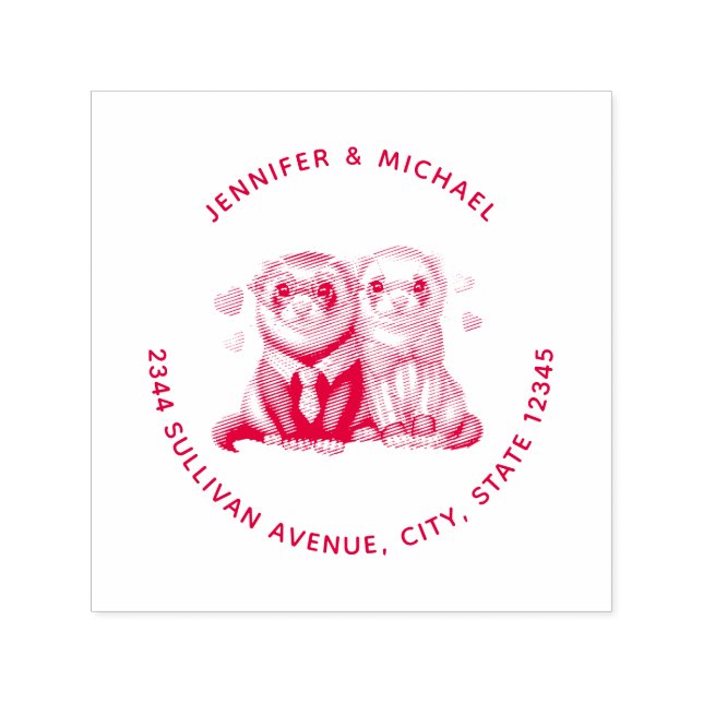 Niedliches Otter Couple in Liebe Permastempel (Design)