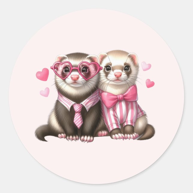 Niedliches Otter Couple in Liebe Runder Aufkleber (Vorderseite)