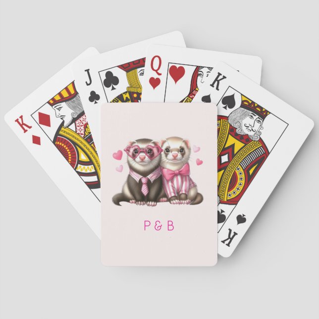 Niedliches Otter Couple in Liebe Spielkarten (Rückseite)