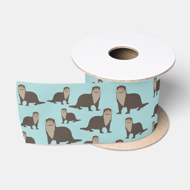 Niedliches Otter-Illustrationsmuster Satinband (Spule)